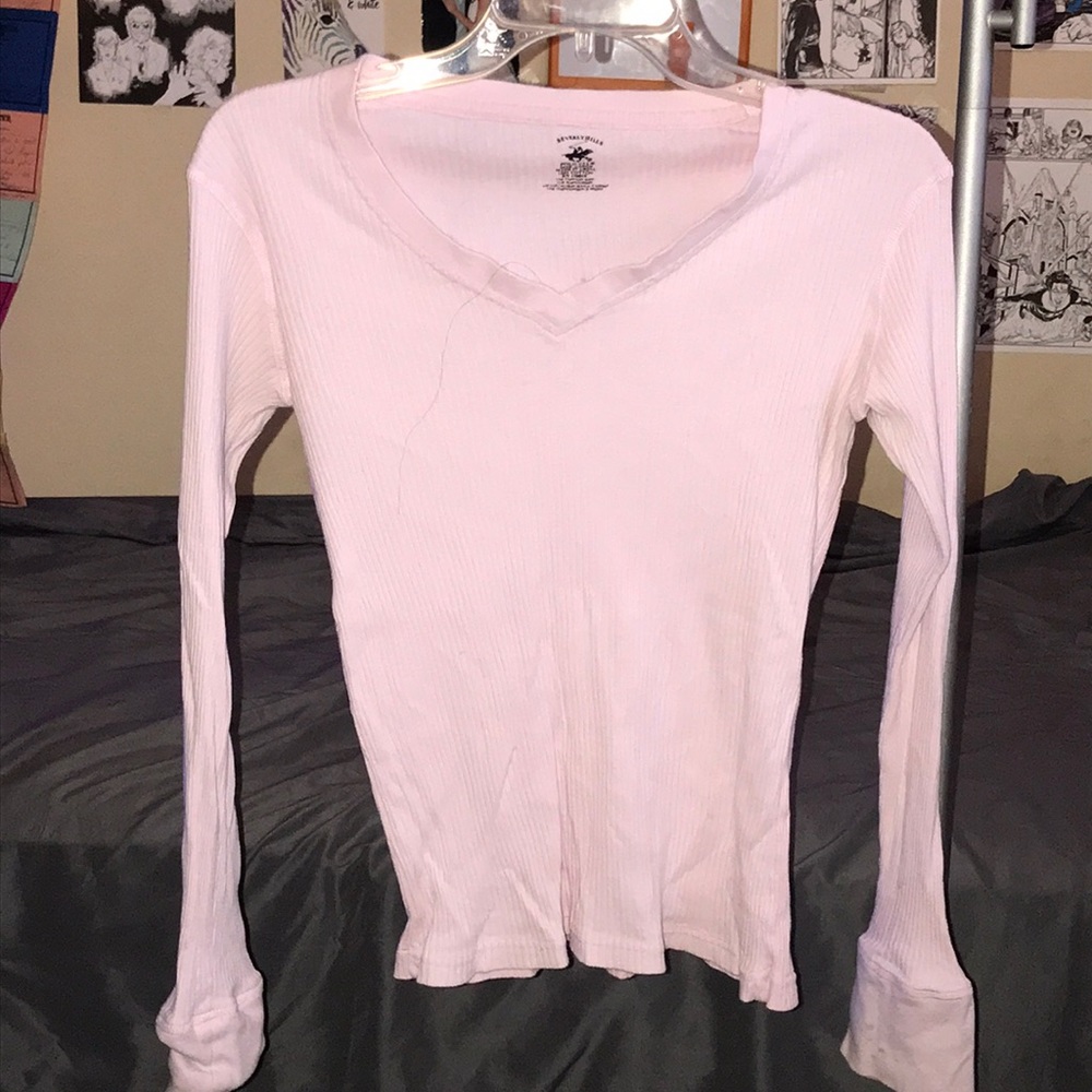 Solid white long sleeve tee